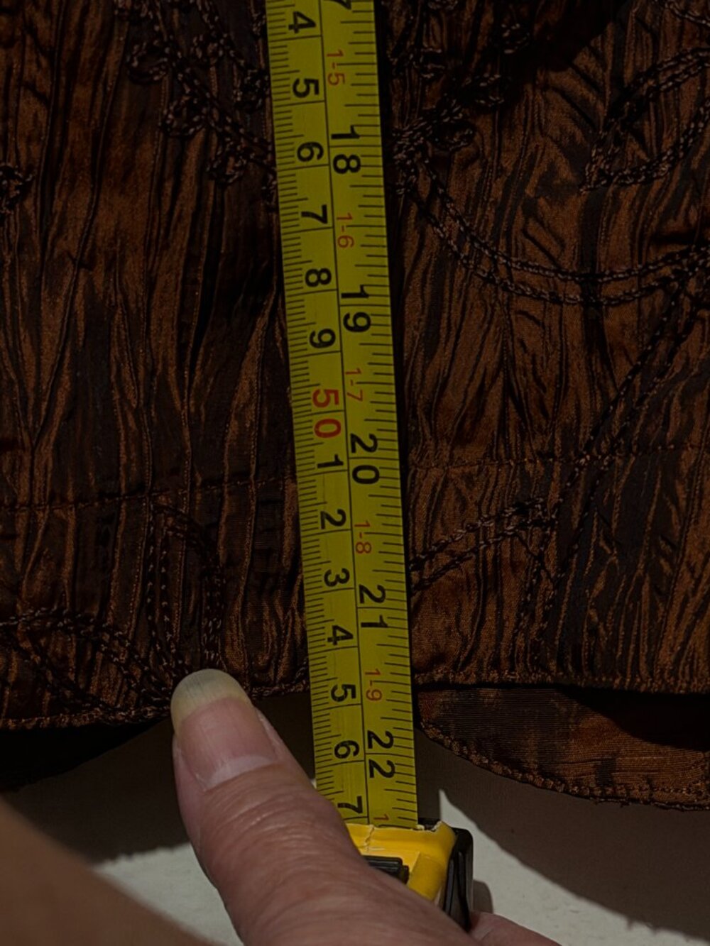 Coldwater Creek Metallic Copper / Bronze Crinkle Embroidered Button-Front Jacket - Picture 12 of 16